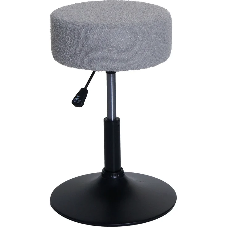 Hocker HWC-C22, Sitzhocker Schminkhocker, höhenverstellbar drehbar Ø 37cm Stoff Bouclé (450g/m²) FSC® ~ grau – Bild 8