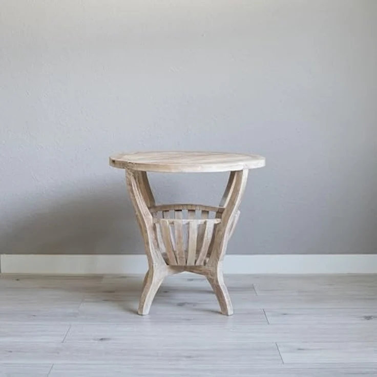 livasia Beistelltisch livasia Couchtisch rund aus Bali, Teakholz Ø 55cm / Höhe 55cm – Bild 2