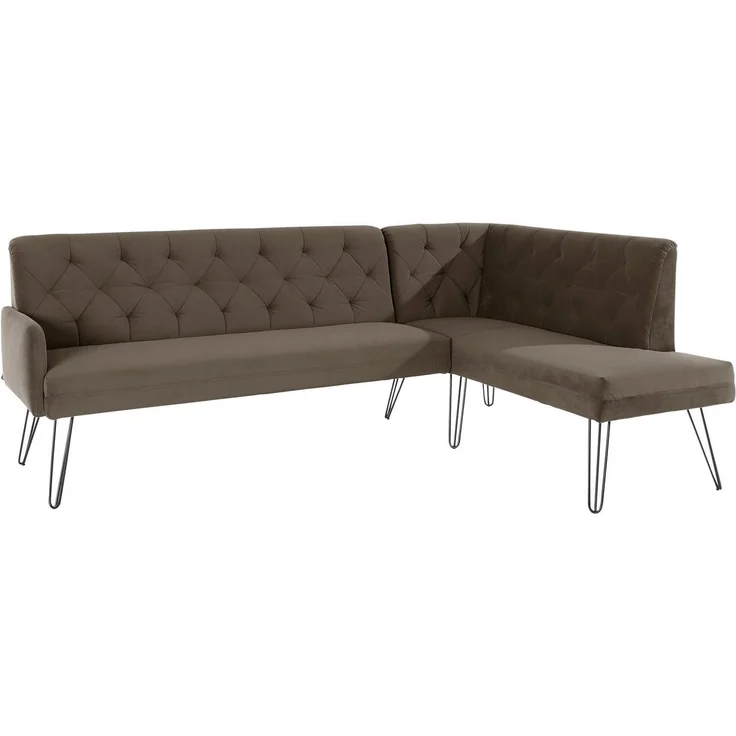 exxpo - sofa fashion Eckbank Doppio, Chesterfield Optik, komfortabel und bequem, hohe Designfüße, Frei im Raum stellbar – Bild 3