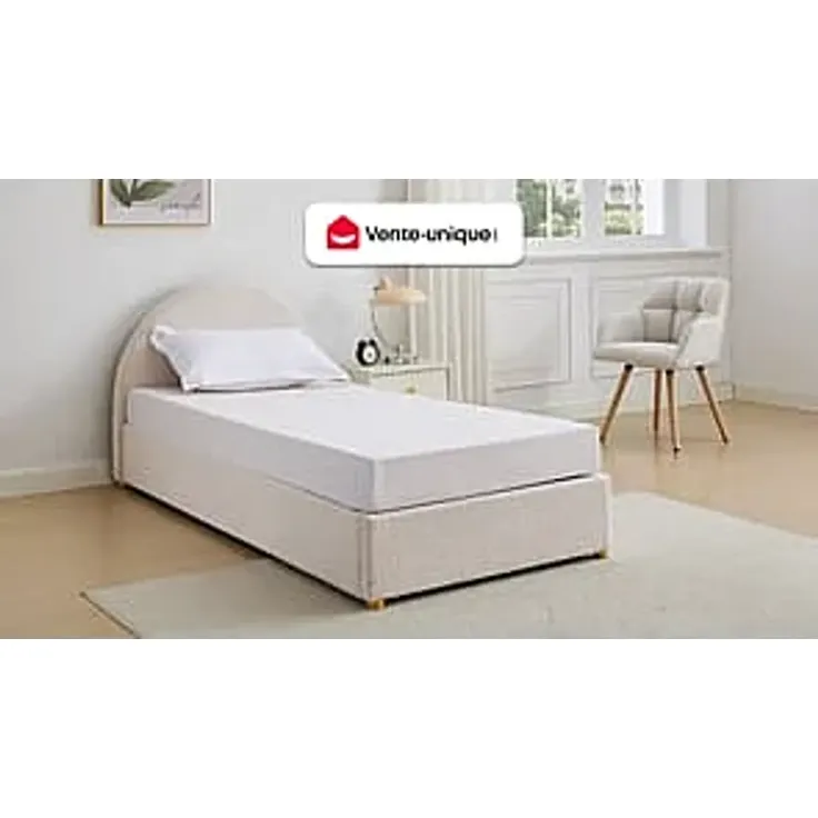 Vente-unique - LIRIMO Bett Stoff Beige - B 202 cm x H 87 cm x L 103 cm – Bild 2