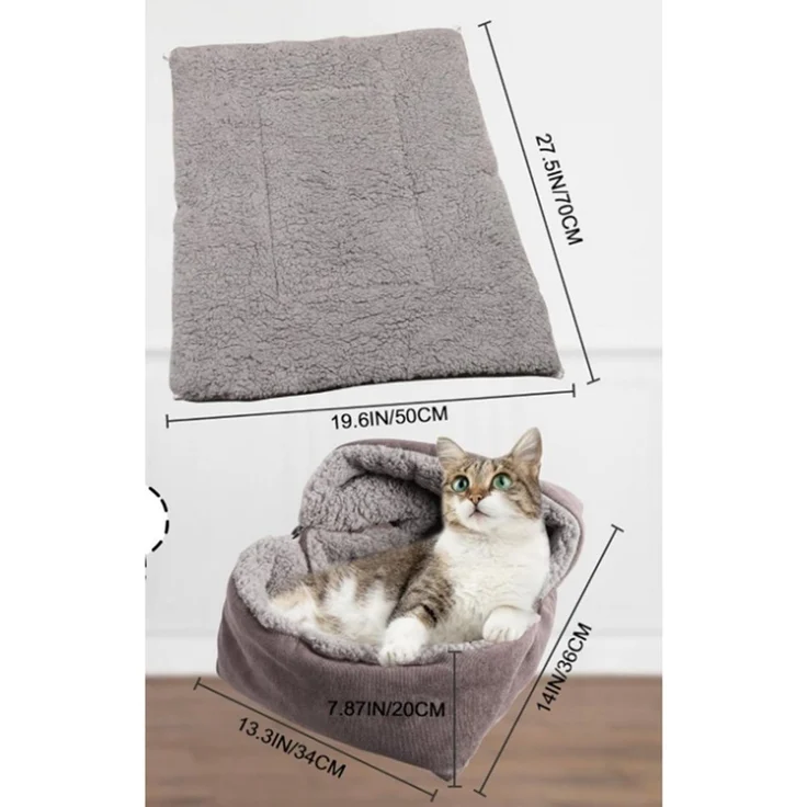 Ledander Tierbett Katzenbett Matte, 3 in 1 Katzenkissen,Waschbar Katzenbett Flauschig, für Katze und Hunde – Bild 2