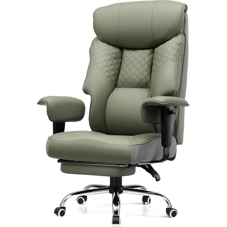 COMHOMA Gaming Stuhl für Große und Schwere Personen, ergonomischer Bürostuhl bis 180 kg, 3D Sitzkissen, verstellbar mit Fußstütze, PU-Leder, hoher Komfort für Büro & Gaming grün – Bild 1