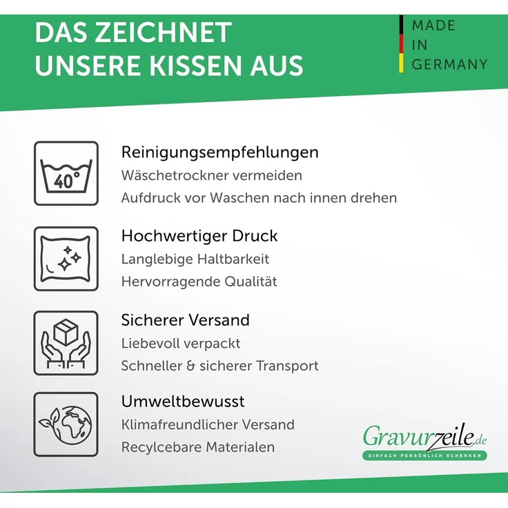 GRAVURZEILE Zierkissen mit Spruch - Glück ist - Geschenk für Freunde & Familie -, starke Farben ohne verblassen - Bruder - mit Füllung – Bild 7