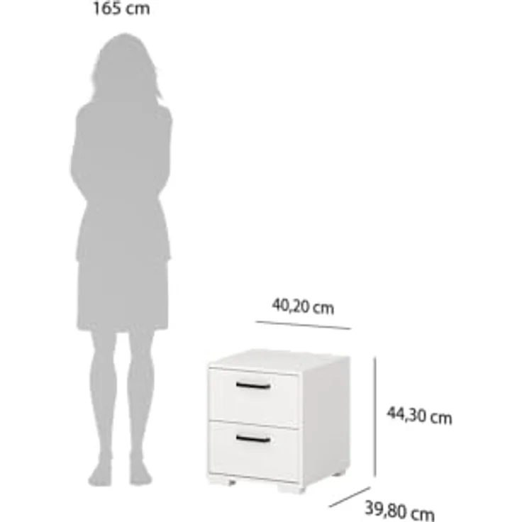 Tvilum Sofia Nachttisch mit 2 Schubladen in Weiß, 40 cm B x 39,6 cm T x 44,2 cm H – Bild 12