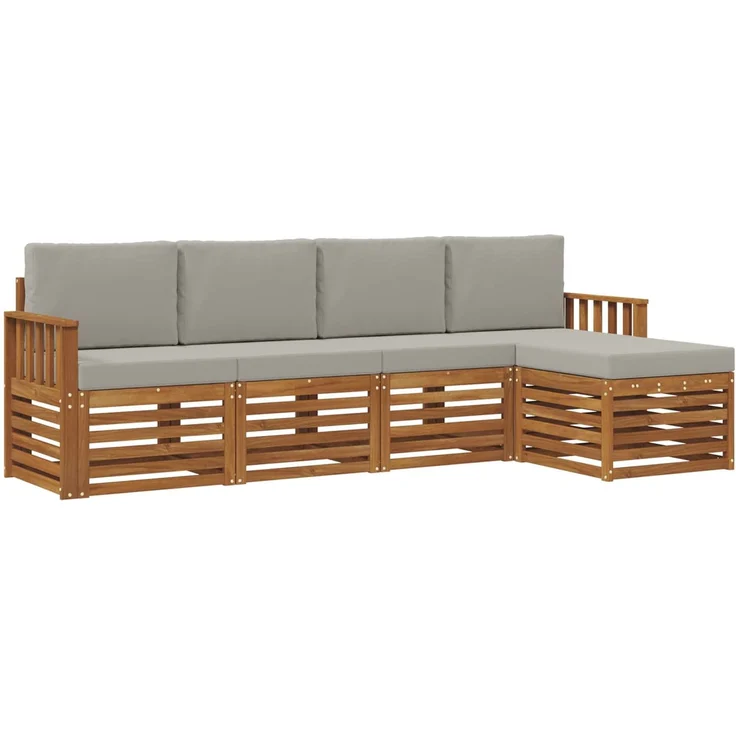 vidaXL Outdoor-Sofagarnitur 5 stk. 5-Sitzer Natur und Hellgrau 3374641 – Bild 2