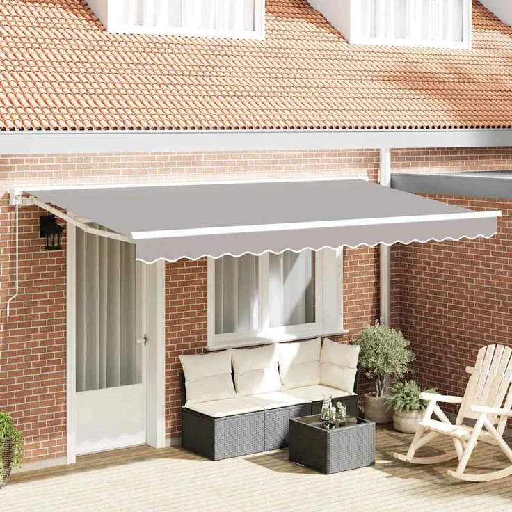 vidaXL Markisenersatzstoff Hellgrau 380 x 195 cm Polyester 42000585 – Bild 1