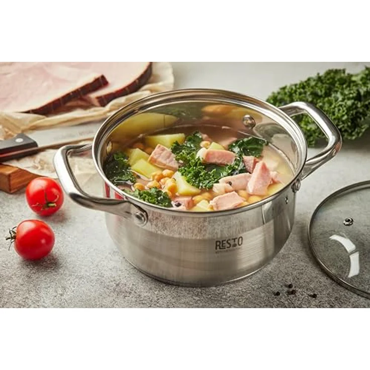 RESTO Kitchenware Kochtopf Libra, Topf energiesparend und spülmaschinenfest, Edelstahl 18/10 (2-tlg), mit hitzebeständigem Glasdeckel und Griffen – Bild 7