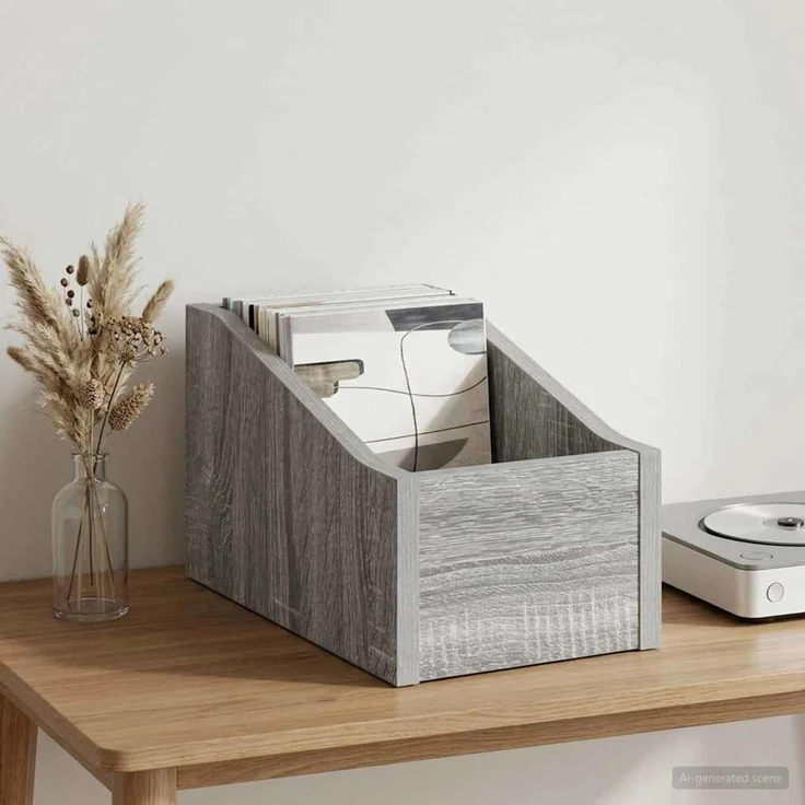 vidaXL LP Plattenbox Sonoma-Grau 18 x 32 x 18 cm Holzwerkstoff 8012804 – Bild 1