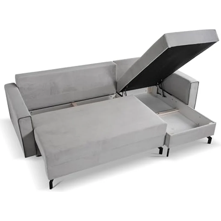 Ecksofa (B/H/T: 230x89x148 cm) in Hellgrau – Bild 5