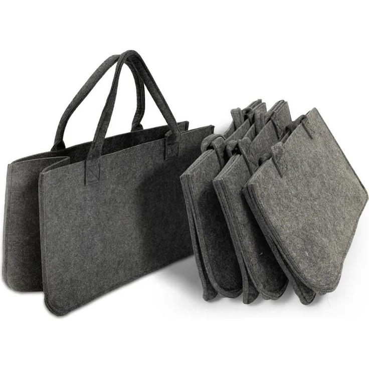 Karat Allzweckkorb Conny, Filztasche, Einkaufstasche, Kaminholztasche, Faltbar, 4er Set