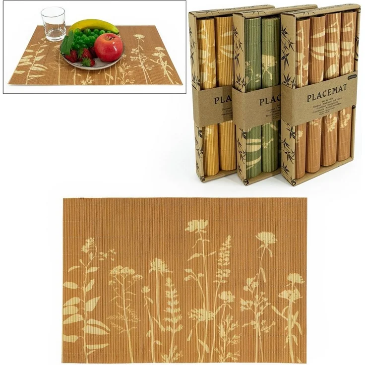 Macosa Home Platzset Tischset 4 STK. Bambus Senfgelb, Terracotta oder Mintfarben 45 cm, (rechteckig Platzdeckchen, Tisch-Unterlage Tischset), eckig Platzsets Tischdeko Tischmatte Platzmatte – Bild 2