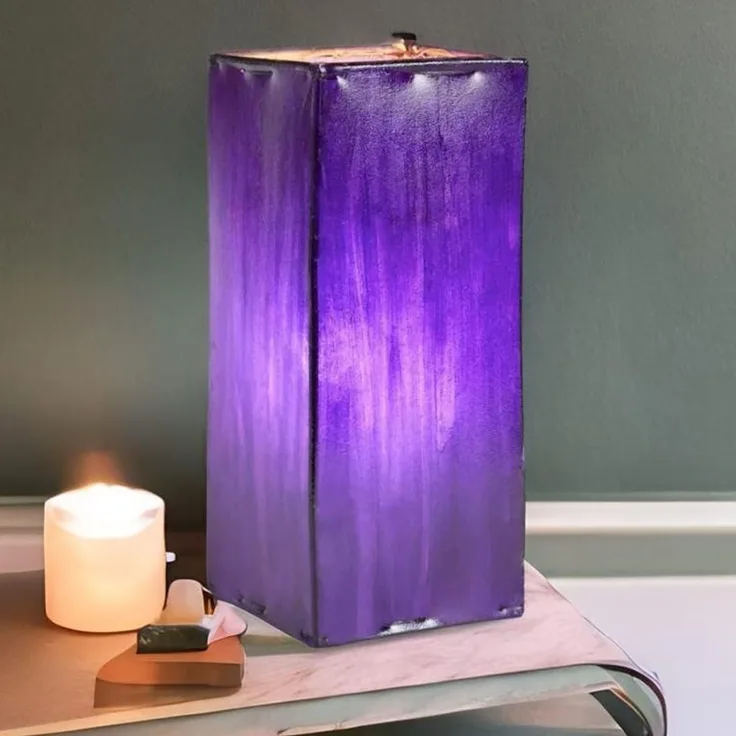 Marrakesch Orient & Mediterran Interior Nachttischlampe Leder Nachttischlampe Tischlampe Lampe Janka lila, Handarbeit