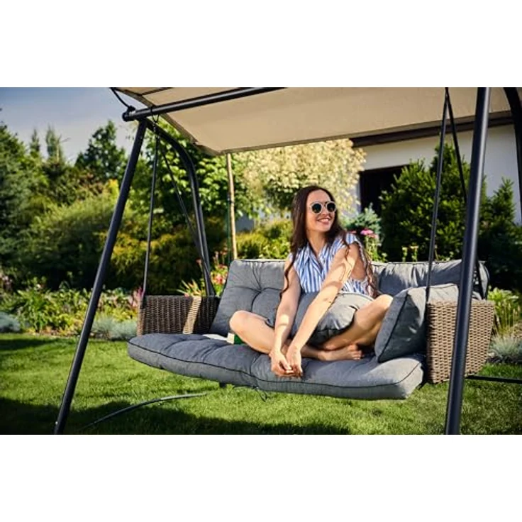 Bjird Bankauflage Pola 100 cm 120 cm 150 cm 180 cm, für Gartenbank und Hollywoodschaukel - inkl. 2 Stück Seitenkissen – Bild 3
