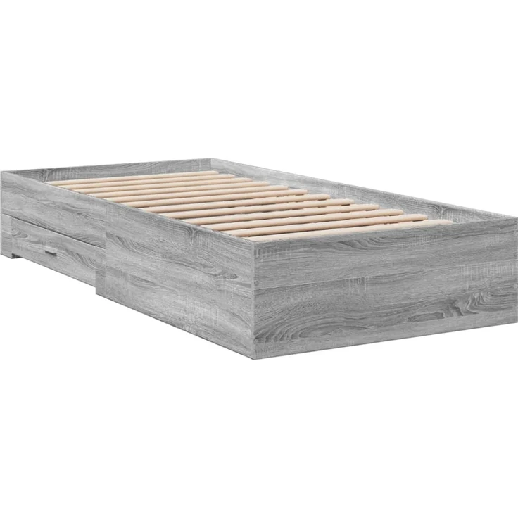 vidaXL Bettgestell mit Schubladen Grau Sonoma 100x200 cm Holzwerkstoff 3280424 – Bild 3