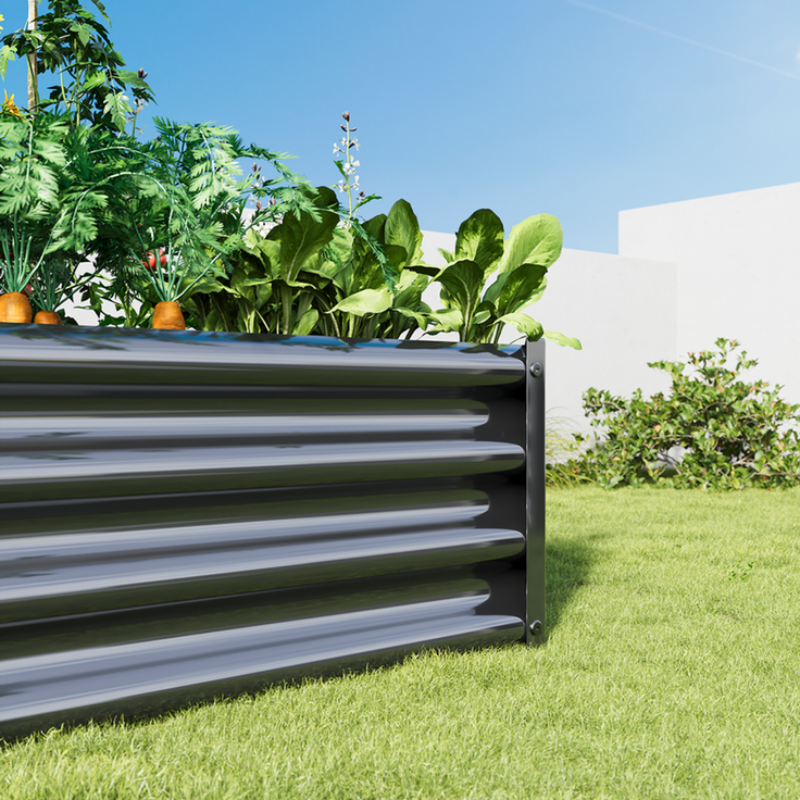 Homerecommend Hochbeet 120x60x30 cm, Gartenbett und Pflanzenkasten aus verzinktem Stahl, für Gemüse und Kräuter, Silber – Bild 6