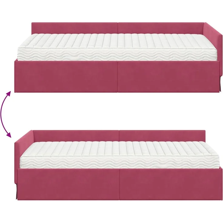 vidaXL Eckbettgestell mit Matratze Sonstiges 2 pcs Samt 3393638 – Bild 12
