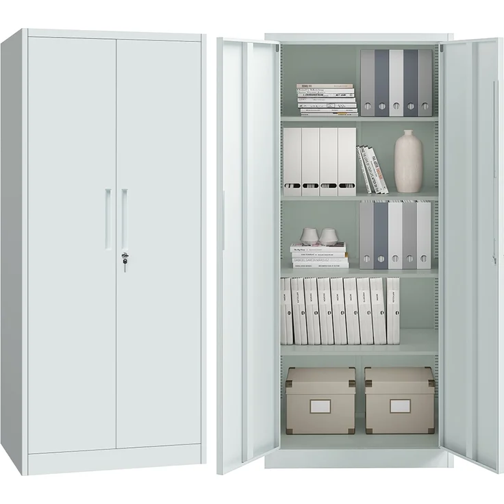 STEELSØN 'Regulus' Aktenschrank, Metall, grau, 175x40x80 cm, abschließbar, Metallschrank mit 5 Fächern, geeignet als Werkzeugschrank – Bild 1