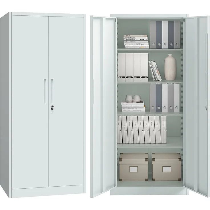 STEELSØN 'Regulus' Aktenschrank, Metall, grau, 175x40x80 cm, abschließbar, Metallschrank mit 5 Fächern, geeignet als Werkzeugschrank