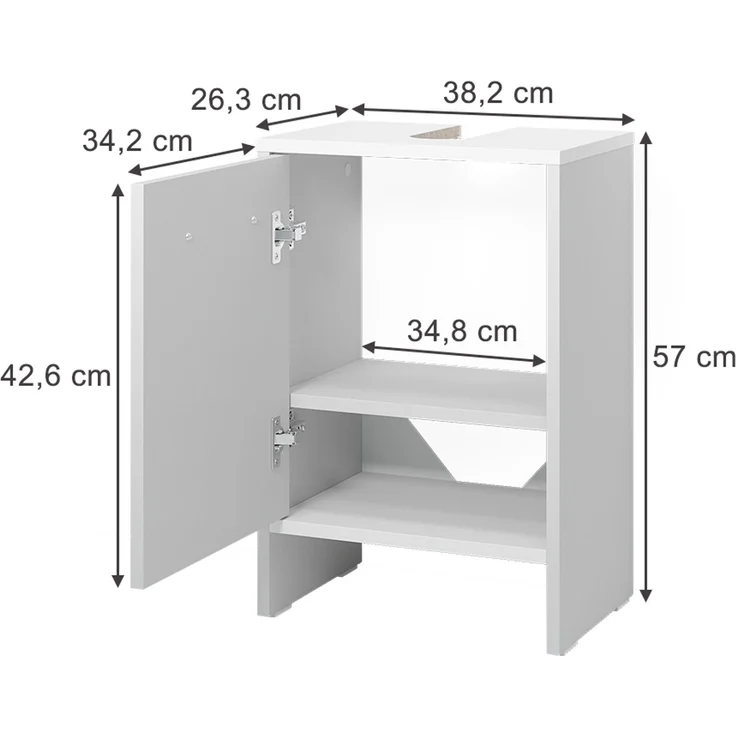 Waschbeckenunterschrank Karli Weiß 38.2x57 cm mit der Tür Vicco – Bild 2