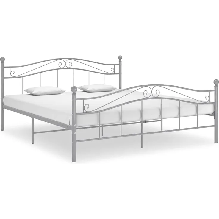 vidaXL Metallbett mit Lattenrost, Metall grau, 180x200 cm
