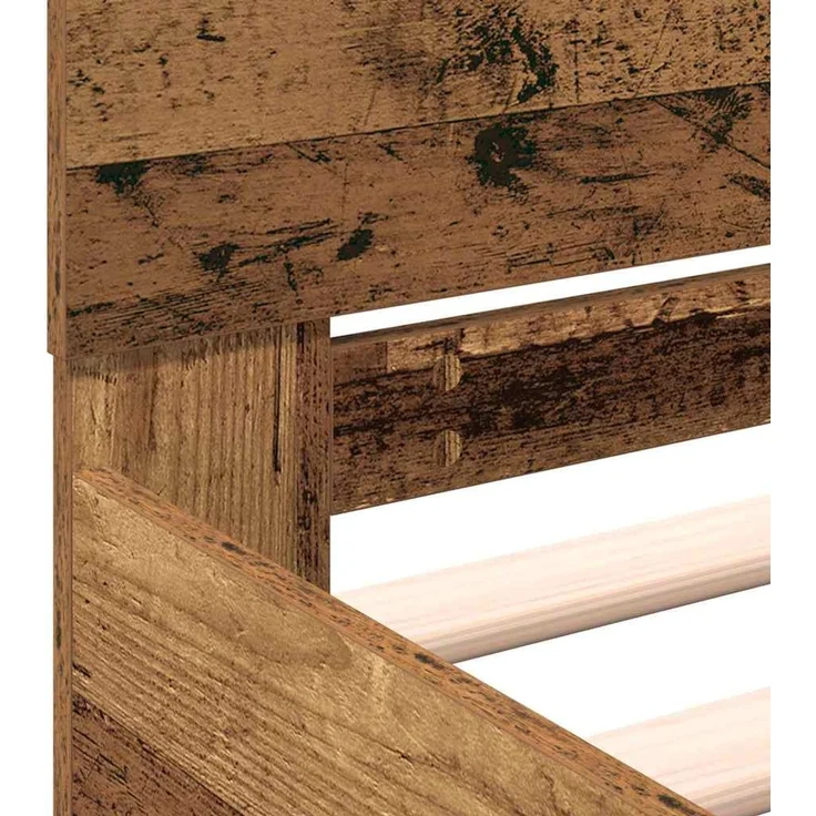 vidaXL Bettgestell mit Kopfteil Altholz 180 x 200 cm Holzwerkstoff 3378499 – Bild 9
