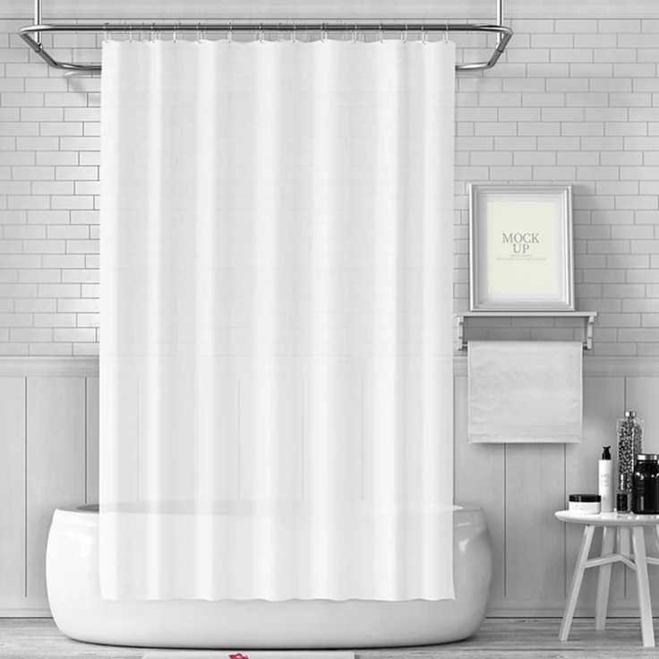 Duschvorhang 180x180 cm Weiß Anti-schimmel Wasserdicht Waschbar PEVA mit 12 – Bild 1