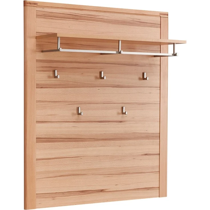Linea Natura 'NATURE ONE' Wandgarderobe, Teilmassiv kernbuche, 90 x 110 x 29 cm, mit Hutablage und 5 Haken – Bild 1