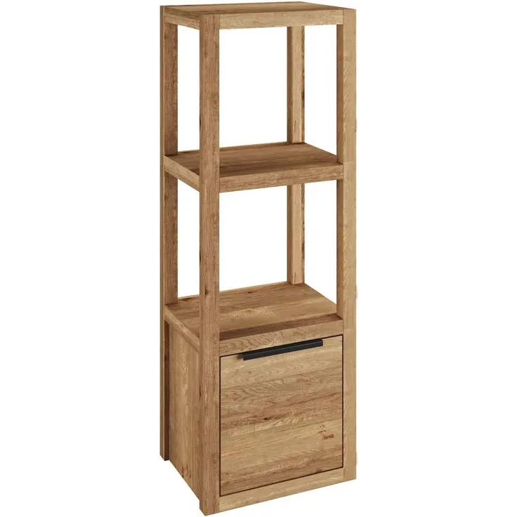 Wandregal Holz Wildeiche massivum Sydney 1-türig 31x90x25cm Hängeregal Badregal Küche Flur Bücherregal klein Regal mit Tür