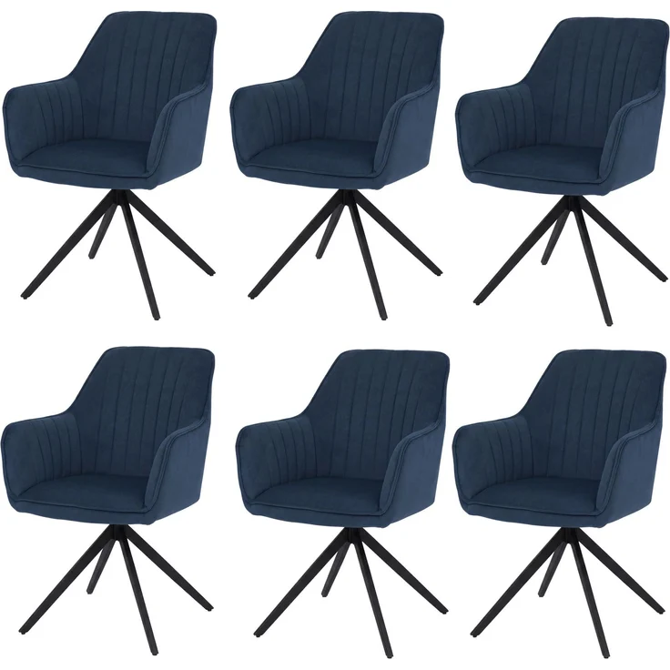 6er-Set Esszimmerstuhl HWC-L79, Küchenstuhl Lehnstuhl Stuhl Armlehnen, drehbar Auto-Position Stoff/Textil ~ blau – Bild 9