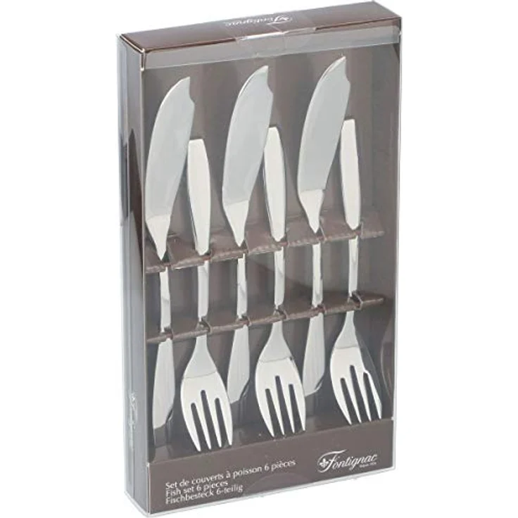 Fontignac Fischbesteck Edelstahl Fischbesteck Fischgabel Fischmesser (6-tlg), 3 Personen, Edelstahl, 6 teilig für 3 Personen – Bild 2