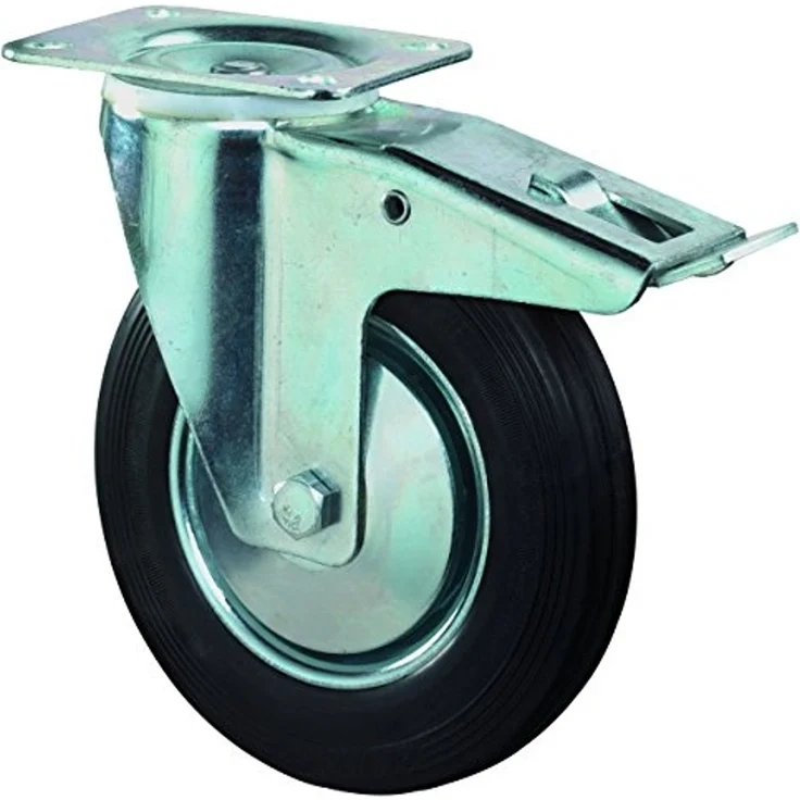 Lenkrollen Gummi 160mm mit Feststeller 138x110mm 135kg Tragfähigkeit Rolle Räder