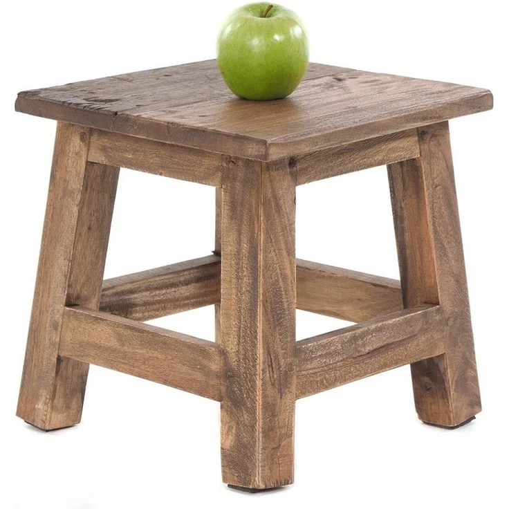 DESIGN DELIGHTS Hocker Fusshocker PALO, 27x26cm (HxB), rustikaler Holzhocker Massivhocker – Bild 2