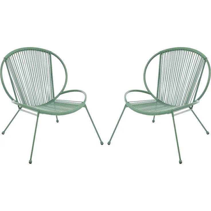 MYLIA - NIKAO - Gartensessel - Metall - Khaki - 69 x 73 x 76 cm