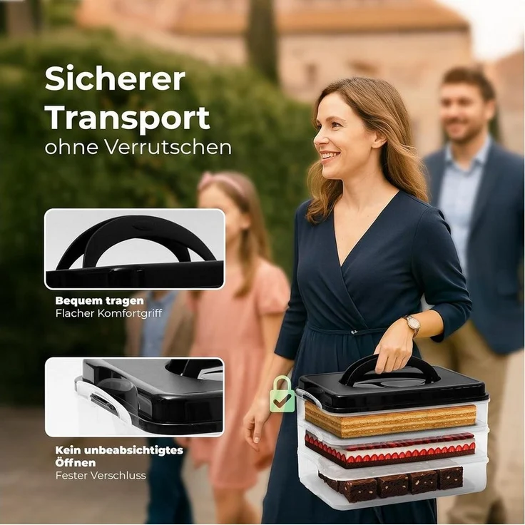 Novaliv Aufbewahrungsbox 31156-31157-31218-1x, Novaliv Kuchen-Transportbox mit einer Etage und Deckel und Einlage (Re – Bild 2