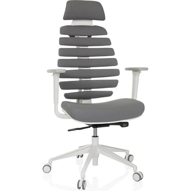 MID.YOU Drehstuhl Dunkelgrau, Textil mit ergonomischer Rückenlehne und Armlehnen, für Arbeitszimmer, 67x116 - 133x65 cm – Bild 1