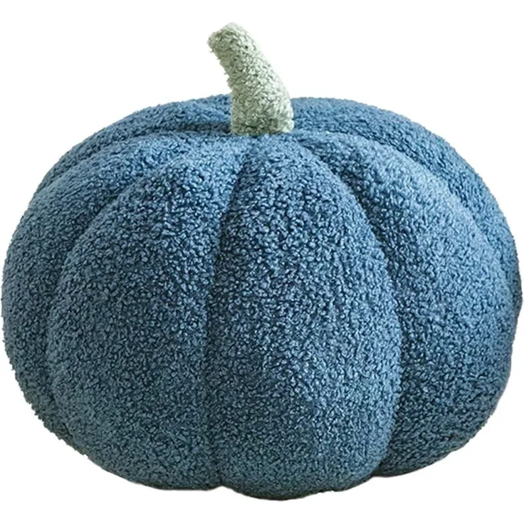 3D Kürbis Kissen 28 cm Plüsch Deko Kürbiskissen, Blau, Weiches Sofa- & Bett-Cushion, Herbstdeko