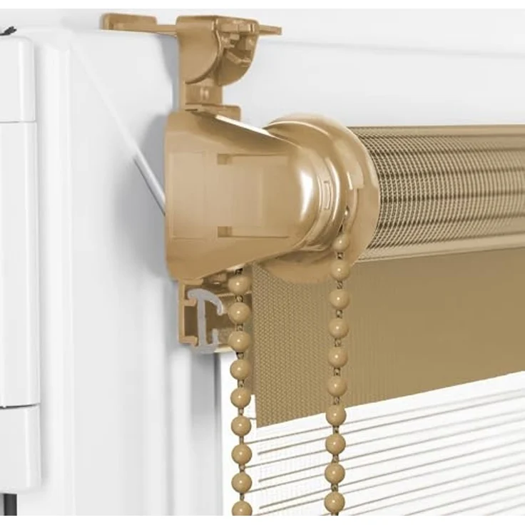 Doppelrollo Klemmfix ohne Bohren Rollos für Fenster und Tür Seitenzugrollo, Sonello, blickdicht, ohne Bohren, freihängend, Klemmfix, 30cm x 100cm Beige Duo Rollo, Lichtschutz, Jalousie mit Klemmträger – Bild 3