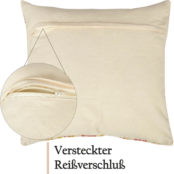 Dekokissen 45 x 45 cm ( Chiffa Spice ) Kissenhülle inkl. Füllkissen ( 2er Pack ) - 100% Baumwolle - Hochwertiger Kissenbezug mit Reißverschluss – Bild 6