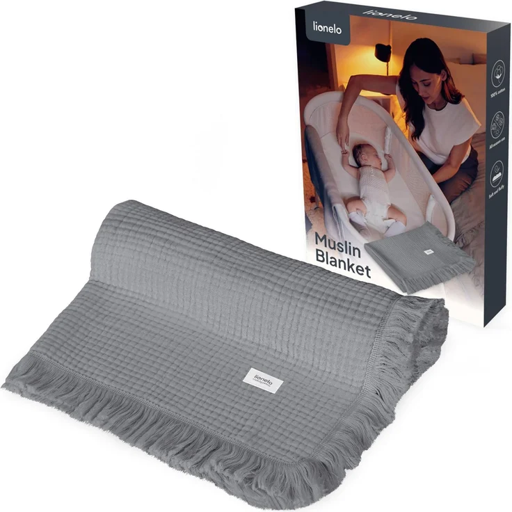 Lionelo Bamboo Blanket, Babydecke, Kuscheldecke Baby, leichte Bambusdecke, Wickelauflage, 100% Baumwolle, nNatürlich, Weich, Antibakteriell, Hypoallergisch, vom 1. Lebenstag an, 100x75 cm