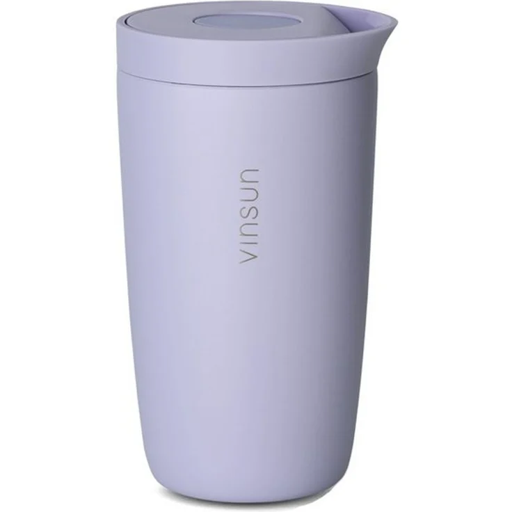 Vinsun Thermobecher Edelstahl Isolierbecher 350ml - Kaffeebecher to Go auslaufsicher, 2-tlg, Edelstahl, Doppelwandig, BPA frei, bruchfest, Einhandbedienung per Knopfdruck – Bild 4