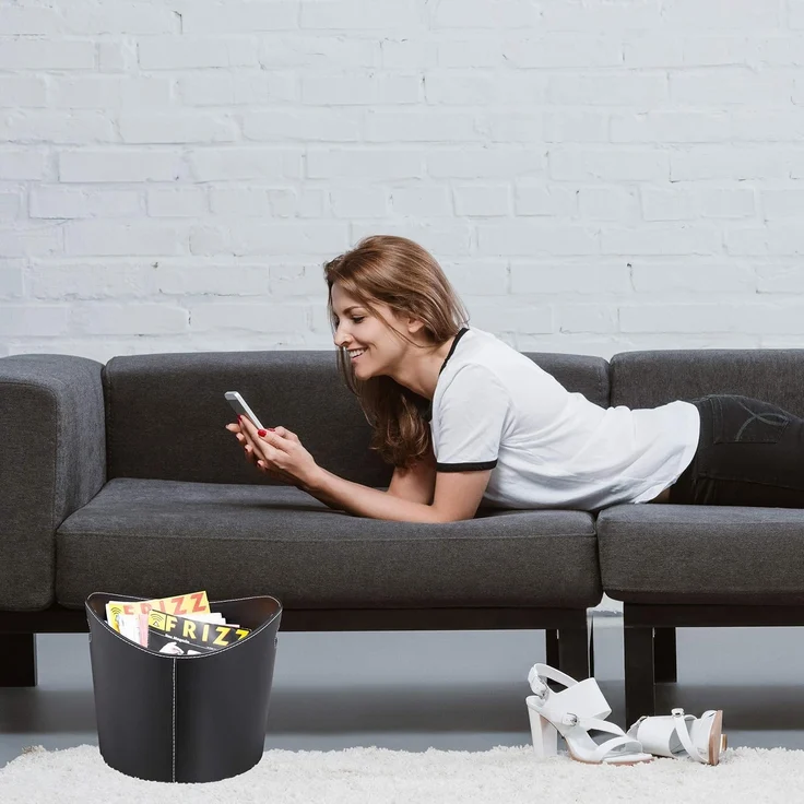 Kaminholzkorb Kunstleder schwarz 10028790_59 – Bild 2