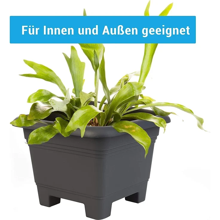2friends Pflanzkübel 4er Set - Eckiger Blumentopf groß draußen in Anthrazit, Wetterfest & Frostsicher für Garten & Terrasse – Bild 4
