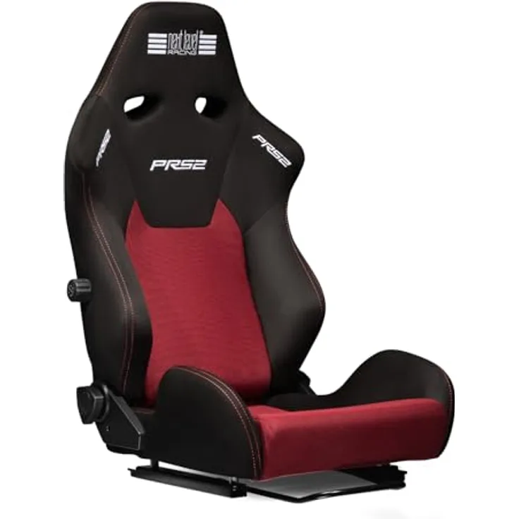 Next Level Racing PRS2 Elite Reclining Seat, Sim Racing Sitz mit verstellbarer Lendenwirbelstütze, Schwarz/Rot, bis zu 150 kg, atmungsaktives Mesh