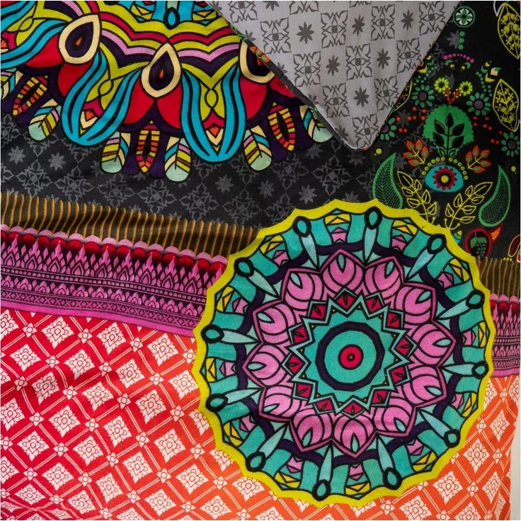 Traumschloss Bettwäsche Comfort Baumwolle, Flanell, 2 teilig, bunte Mandalas auf dunklem Hintergrund – Bild 3