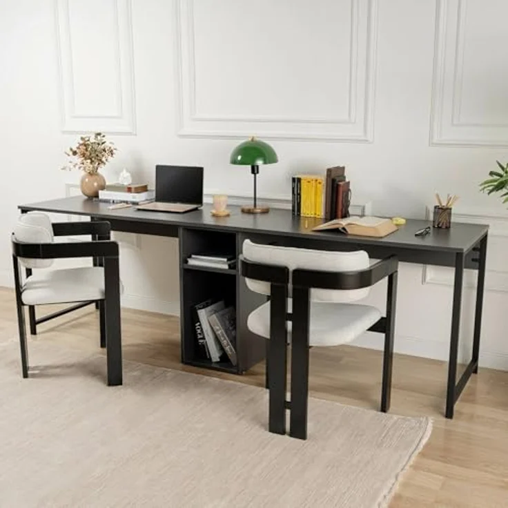 Dmora Schreibtisch Caprioli 240 x 60 x 74 cm Schwarz, EIN Regal, Fach – Bild 2