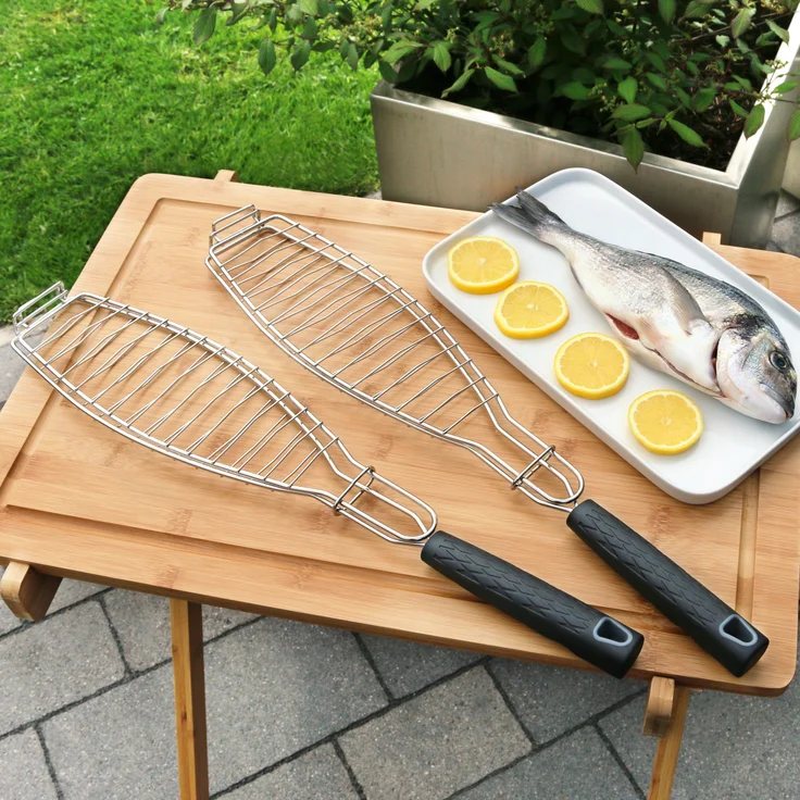 bremermann Grillguthalter Fisch-Grillhalter 2er Set Fischhalter, Fischgriller, Fischbräter, (2-St) – Bild 2