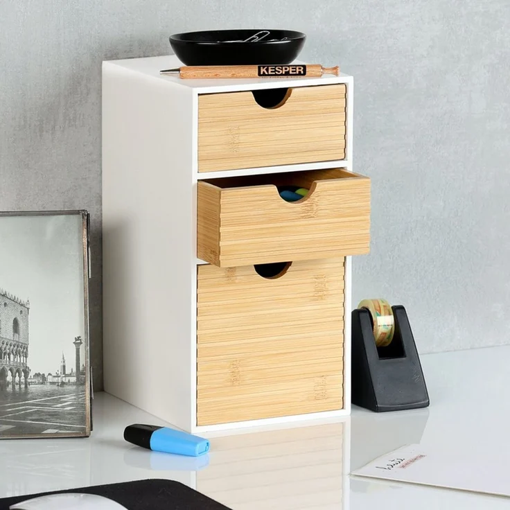 KESPER® Organizer Küchenregal, Aufbewahrungsbox, FSC®-zertifiziert (1 St), Mini-Kommode mit 3 Schubladen – Bild 3