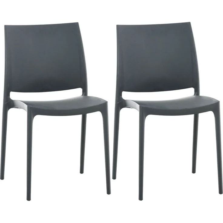 CLP 2er Set Stapelstühle Maya bis zu 130 kg belastbar,dunkelgrau – Bild 1