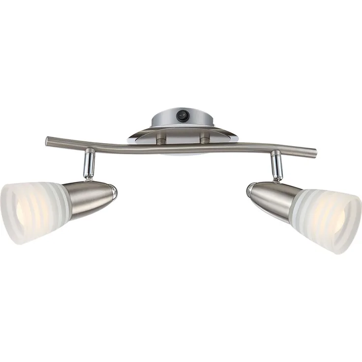 LED Deckenleuchte, Metall, nickel-matt, Chrom, Glas, Opal