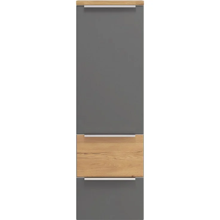 welltime Midischrank TRIENT, Midischrank 40 cm, Softclose-Auszüge und gedämpfte Scharniere (Maße (B/H/T): ca. 40/130/35 cm) onyx-grey/Wildeiche, Softclose-Metallauszüge – Bild 3
